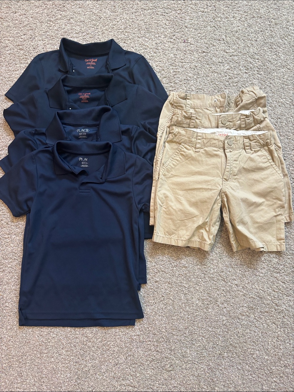 Navy School Polo Shirts and Khaki Shorts Set Boys small 6/7